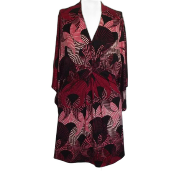 JB by JULIE BROWN Mini Dress, S, Kimono Sleeve, Red/Pink/Black, Gathered waist - Picture 10 of 11